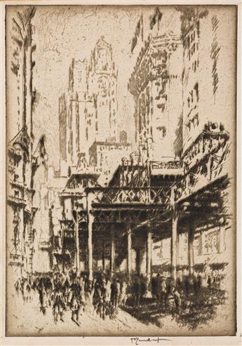 JOSEPH PENNELL Two etchings of New York.